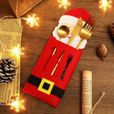 Porte-Couverts - Noël - 3 Pièces - Tissu Non Tissé - Rouge (1/4)
