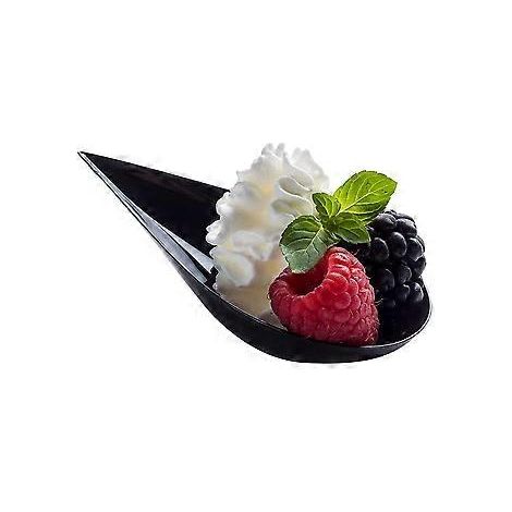 100 tropfenförmige Mini-Vorspeisenteller – Mini-Dessertteller, Probierlöffel, Mini-Kunststofflöffel, Dessertlöffelschalen, Schwarz