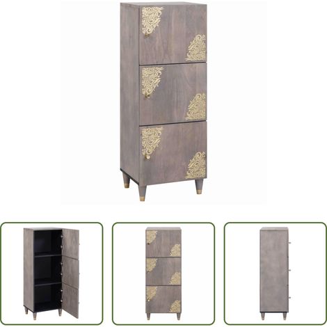 vidaXL Armoire salon - Haut Armoire Gris et or 40 x 33 x 110 cm Bois de mangue massif (1/5)
