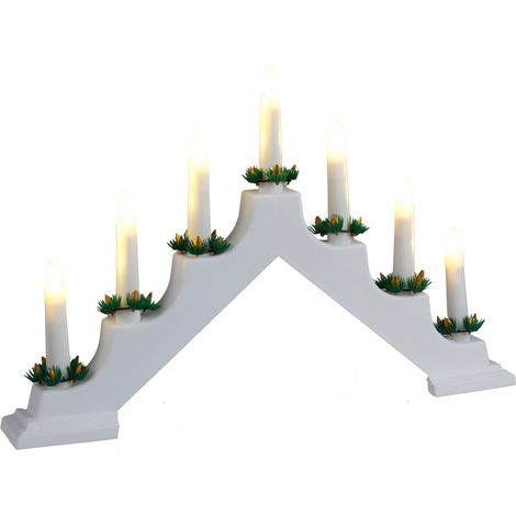 LED Schwibbogen rot weiß Lichterbogen Schwedenleuchter Fenster-Weihnachtsdeko - weiß