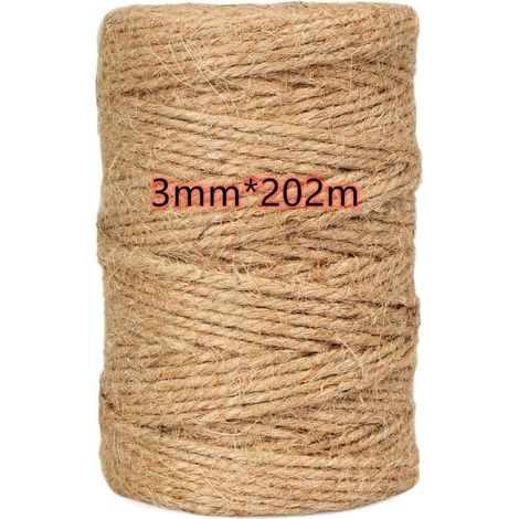 Ficelle de jute, ficelle de jardin, corde de jute naturelle, ficelle pour arts et loisirs créatifs, pour le jardinage, la décoration, l'emballage cadeau, les créations artistiques (3202M) (1/5)