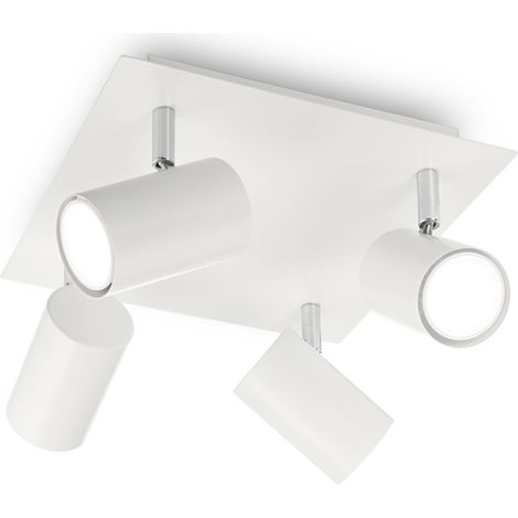 PLAFONIERA DA SOFFITTO ORIENTABILE BIANCA 4 LUCI GU10 SPOT IDEALLUX (1/2)