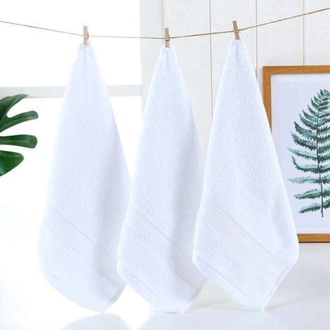 Lot de 3 serviettes de toilette carrées, douces et épaisses en pur coton de qualité supérieure.