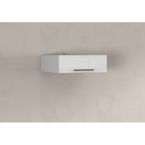 Meuble haut 1 abattant de cuisine moderne banc brillant Louna (1/5)