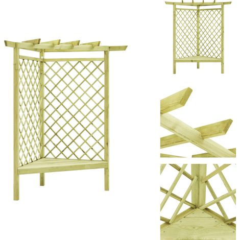 Eckpergola mit Bank 130×130×197 cm Kiefernholz Imprägniert vidaXL