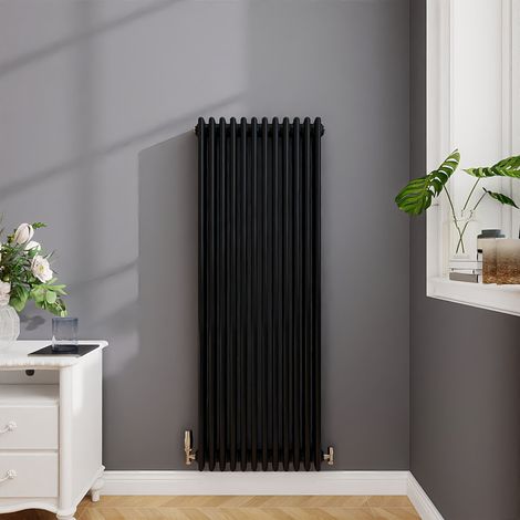 Biubiubath Traditional Cast Iron Style Radiator Vertical 4 Column Black 1500x560mm