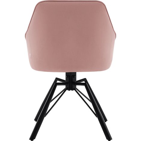 2er-Set drehbare Esszimmerstühle 360° aus rosa Samt mit Armlehnen und Metallbeinen MODENUIT (1/5)