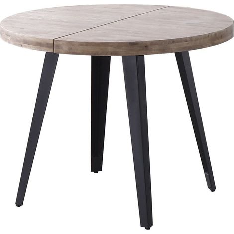 Home Heavenly® - Mesa comedor redonda extensible estilo industrial SKADI. Mesa de 100 cm diámetro. 2 tramos extensión a 140 hast Color: Roble Honey - Negro