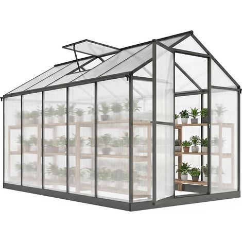 Pour protéger semis, fleurs et herbes, serre de jardin transparente avec aérations réglables et polycarbonate (1/5)