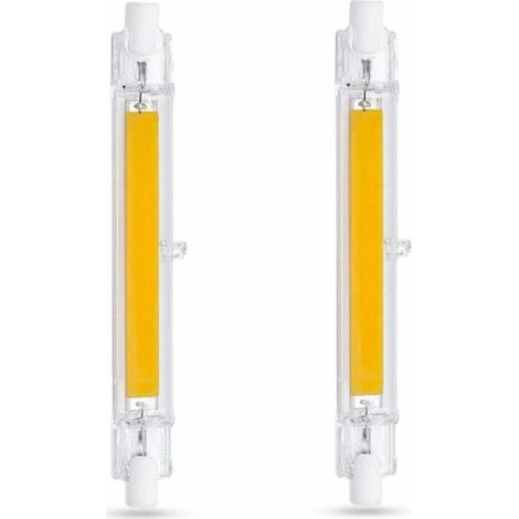 Ampoule LED R7S 118mm 10W Blanc Chaud 3000K, 1000LM, Équivalent Lampe Halogène R7S J118 80W 100W, Non-dimmable, Ampoule R7S 118mm Slim COB LED pour Applique Murale/Lampadaire, lot de 2 [Classe énergét (1/5)