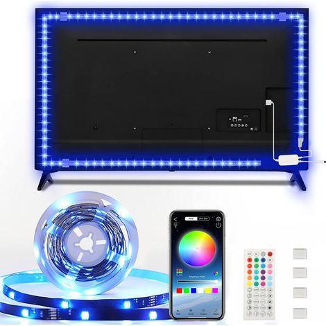 Ruban LED 5m, Bande Lumineuse LED RGB 5050 USB, Sync Musique avec Télécommande et APP, Ruban LED Bluetooth pour Chambre, pour TV 55-75 in (1/5)