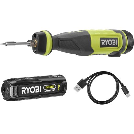 Soldador 4V - RYOBI - RSI4-120G - 480° - USB-C - Batería 2,0 Ah - Hilo de soldadura - Tapa de seguridad (1/3)