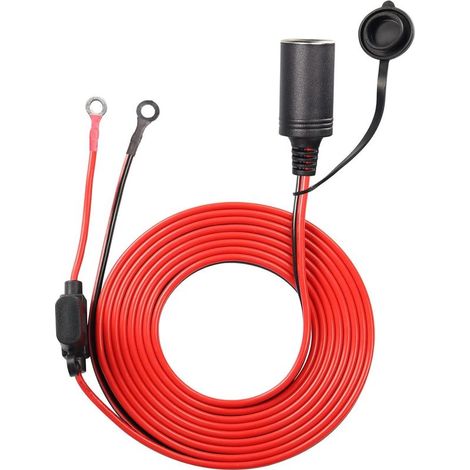 10FT 16 AWG Prise Allume-Cigare Femelle câble Robuste avec Porte-fusible à Lame 15A 12V 24V câble d'alimentation CC (1/4)