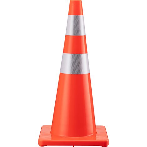 Wiltec Cono de tráfico de PVC de 70 cm, cono naranja de señalización y seguridad con bandas reflectantes (1/5)