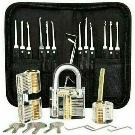 Kit professionale per lo scasso di serrature, 26 kit di firme per password con 3 kit trasparenti per lo scasso di lucchetti (1/5)