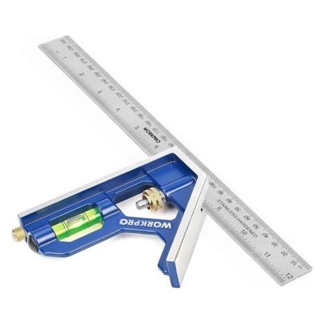 Combination Angle Ruler, 300mm Stainless Steel Combination Square, Combination Square with Spirit Level and Practical Line Puller, Ideal for Measuring, Marking (1/5)