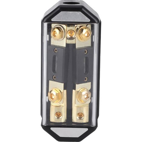 Boîte porte-fusible 100A double entrée, 1 entrée 0GA et 2 sorties 4GA, bloc de distribution pour modification audio voiture, kit installation stéréo. (1/5)