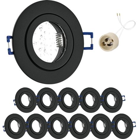 4x Spot LED Encastrable IP65 Cadre Avec Douille GU10, Spots de plafond en Fer Nickel brossé, Rond plat Spots Salle de bain spot cadre d'encastrement 68mm pour extérieur- intérie (1/5)