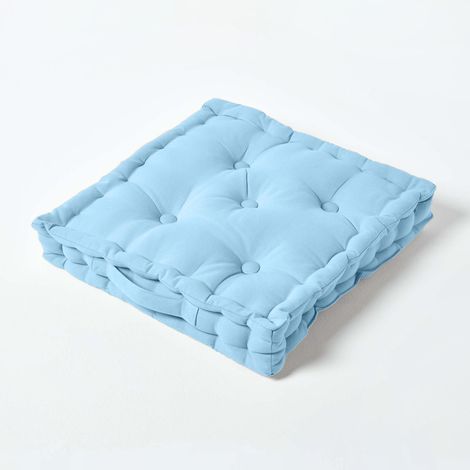 HOMESCAPES Coussin de sol - Bleu Ciel Uni - 40 x 40 cm