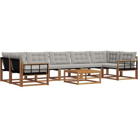 Conjunto de sofás de exterior 8 pcs Gris Natural y Claro vidaXL (1/5)