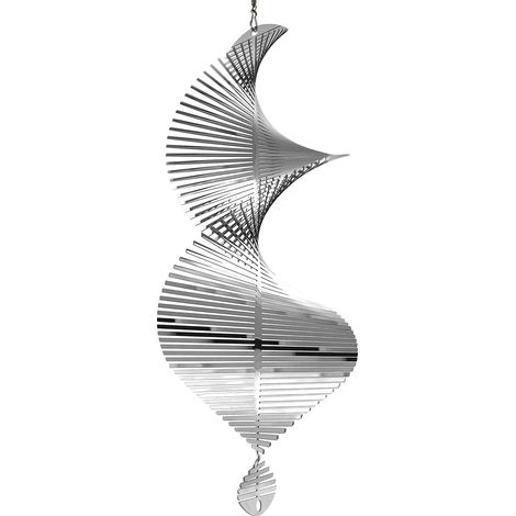 3D-Stereo-Silber-Spiral-Windglocke, Edelstahl-Spiegel-Plattenspieler, Balkon-Gartenglocken-Anhänger (1/5)