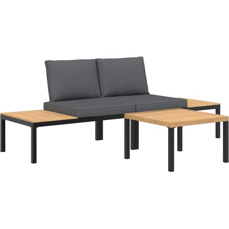 Maison Exclusive - Set Divani da Giardino 3 pz con Cuscini in Alluminio Nero