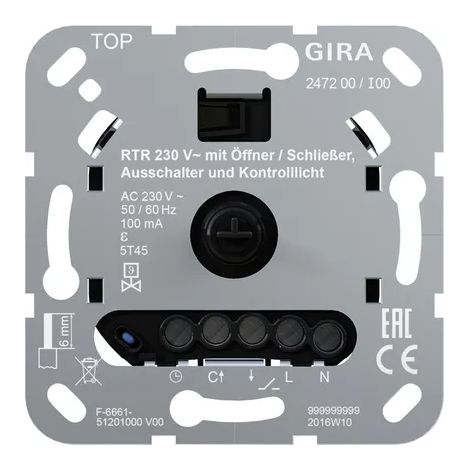 Gira RTR 230 V Apert./Chius. Aus + Inserto di controllo [247200], 2472 00