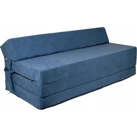 Colchón plegable con almohada - Funda lavable - 200cm x 120cm x 10cm - Azul marino (1/2)