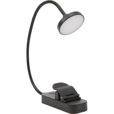 LED-Leseleuchte mit 3 Farbtemperaturen, stufenlos einstellbarem Licht, USB-aufladbar, zum Anklemmen, ideal zum Lesen im Bett, schwarz (1/5)