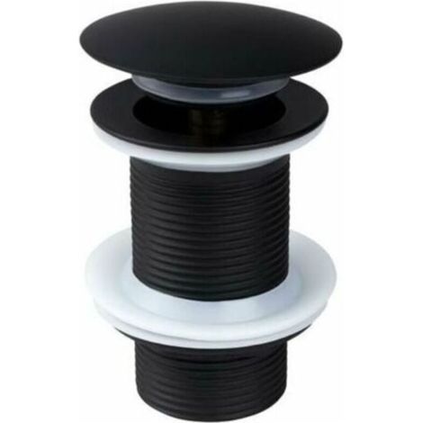 Bonde de Lavabo Noir Sans Trop Plein, Bonde de Lavabo Pop Up Noir Universelle, Bonde de Vidage Sans Trop Plein, Bonde de Vidange Sans Trop Plein, Bonde Pop Up Automatique pour Vasque a Poser, (1/5)
