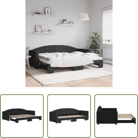 vidaXL Canapé transformable - Lit de jour avec gigogne sans matelas 80x200 cm (1/5)