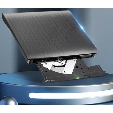 Graveur DVD/CD USB 3.0 avec câble unique, lecteur optique externe avec finition en métal brossé, USB 3.0, pour ordinateurs portables.