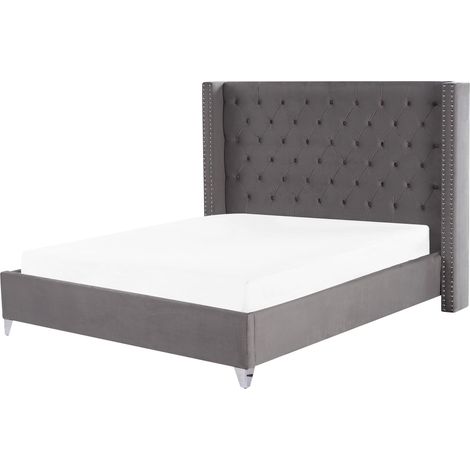 Bed Velvet LUBBON 180 x 200 cm (EU Super King) Grey