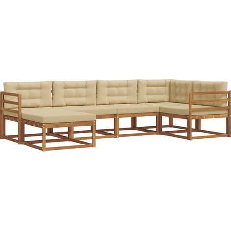 Ensemble de canapés d'extérieur 6 pcs Salon de jardin Naturel et Beige (1/5)