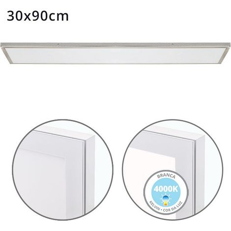 INTERLUSA Surface VOLTAIRE 30x90 72W LED 5760lm 4000K 120° C.90xL.30xA.2,3cm Nickel (1/3)