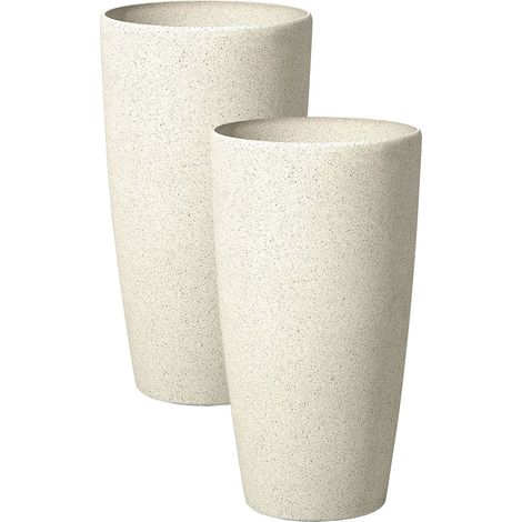 Set of 2 Plant Pots ABDERA 31 cm Light Beige