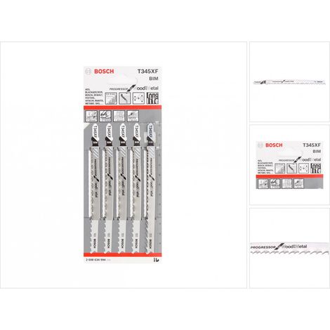 Bosch Stichsägeblatt T 345 XF Progressor for Wood and Metal, 5er-Pack 2608634994