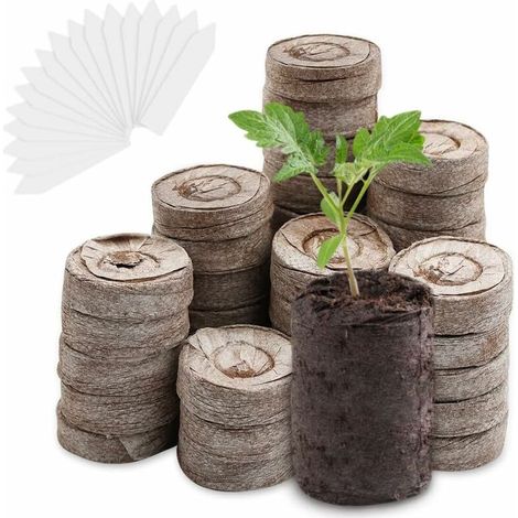 100 Pcs 30mm Pastille de Tourbe pour Semis avec 100 PCS étiquette Plante Pastilles Germination avec Nutriments pour Culture Plantes Multiplication Germination Culture Boutures (1/5)
