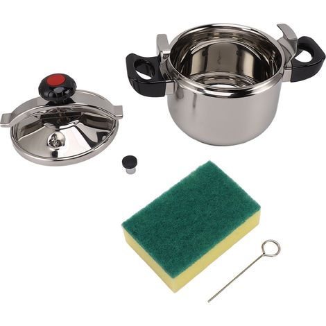 Cocotte minute inox ménagère anti-explosion double fond, 13L 30cm, pour gaz et induction, style brillant. (1/5)