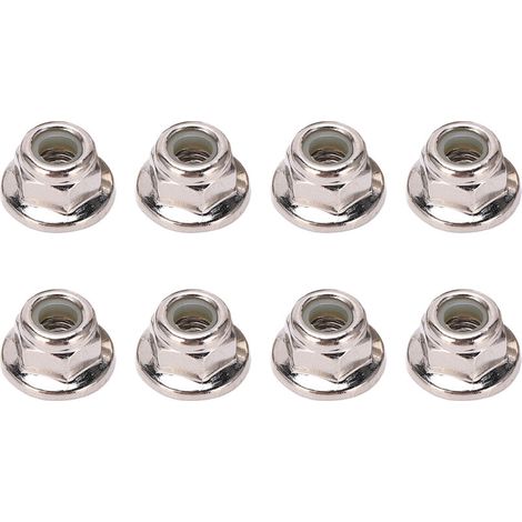 8 pièces Écrous de roue M4 à collerette métallique avec frein nylon pour véhicules RC 1/10 comme Arrma Typhon, pièces auto-argentées (1/5)