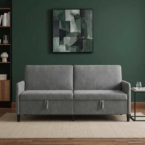 Canapé 3 places avec rangement gris foncé en polyester 192 x 78 x 87 cm - PANGIVO (1/5)
