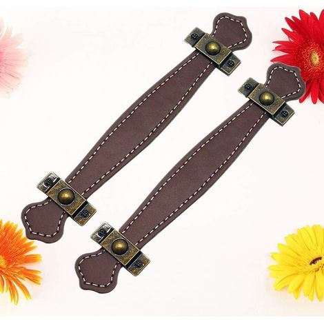 2 tiradores de cuero para cajones, estilo vintage, para maletas o armarios, con tornillos incluidos - Marrón (128 mm) (1/5)
