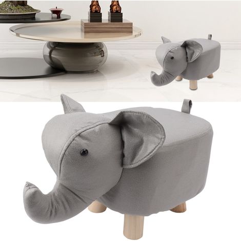 Tabouret bas mignon et tendance, parfait pour les enfants paresseux, tabouret éléphant, usage créatif à la maison, salon, banc à chaussures avec motif animal de dessin animé, gris clair. (1/5)