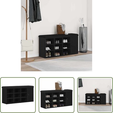 vidaXL Stauraumbank - Sitzbank mit Stauraum Schwarz Eichen-Optik 102 x 32 x 50 cm (1/5)