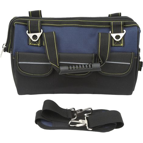 Sac à outils 17 pouces Oxford 1680D étanche fond clouté bleu noir avec sangle (1/5)