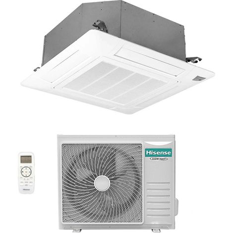 hisense inverter aire acondicionado cassette serie turbo 24000 btu act71ur4rjc8 + auw71u4rk8 r-32 wi-fi opcional clase a++/a+ con mando a distancia y panel incluidos