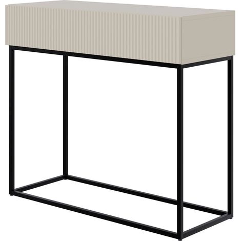 Selsey Veldio - Konsolentisch mit Schublade, graubeige mit schwarzem Metallgestell, 90 cm (1/5)