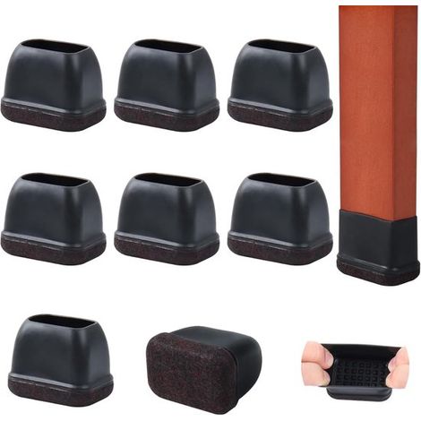 8 protectores rectangulares patas sillas, Tapas pequeñas silicona, suelos madera, Negro, adapta patas 3,3 cm 4,3 cm largo 1,5 cm 2,3 cm ancho (1/5)
