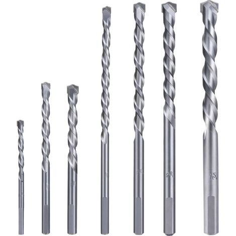 7-piece masonry drill bit set with carbide tips for concrete and cement brick structures (1/5)