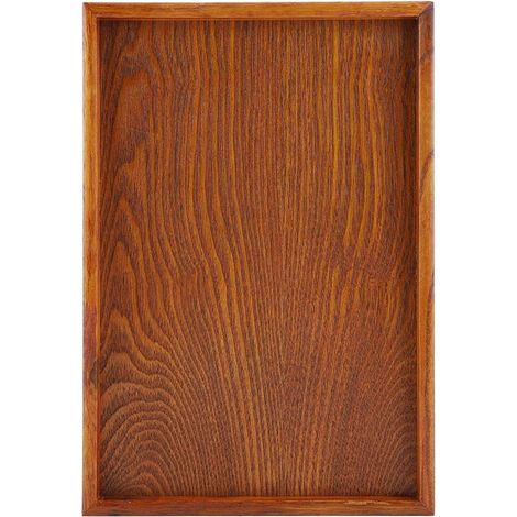 Plats et Plateaux, Plateau Repas, Plateau de Service en Bois, Plateau à thé en Bois rectangulaire, Plateaux Petit Déjeuner, pour présentation de Fruits, collations, Tea(35 24cm) (1/5)